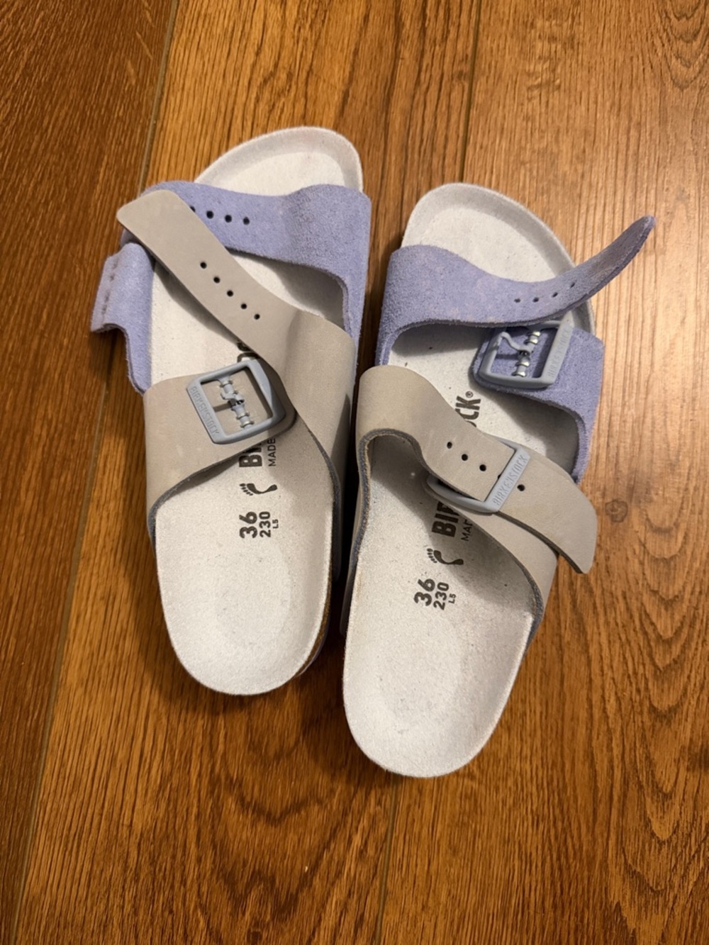 Birkenstock Two-Strap Sandals in blue and Taupe